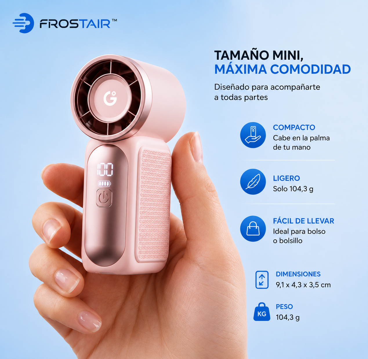 FrostAir™ Ventilador Portátil de Tubo – Mini Ventilador Recargable USB